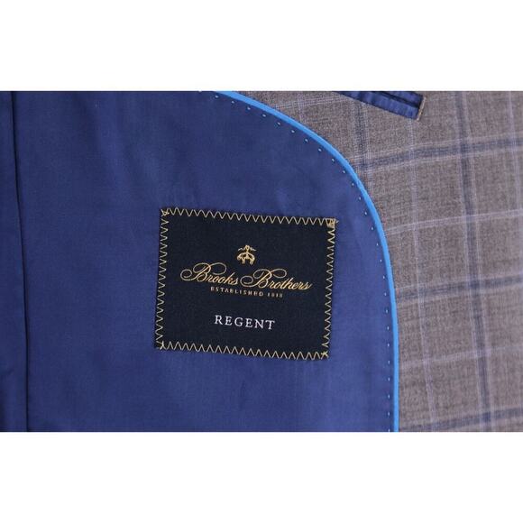 Brooks Brothers Regent BrooksCool Gray/Blue Windowpane 2-Btn Wool Suit 41R - Picture 9 of 12